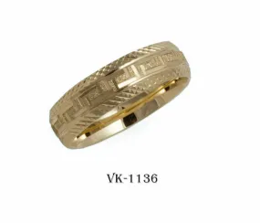 18k Solid Gold Elegant Ladies Modern Distress Finish Flat Band 6mm Ring VK1136v