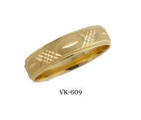 18k Solid Gold Elegant Ladies Modern Machine Finish Flat Band 5mm Ring VK609v(Y)