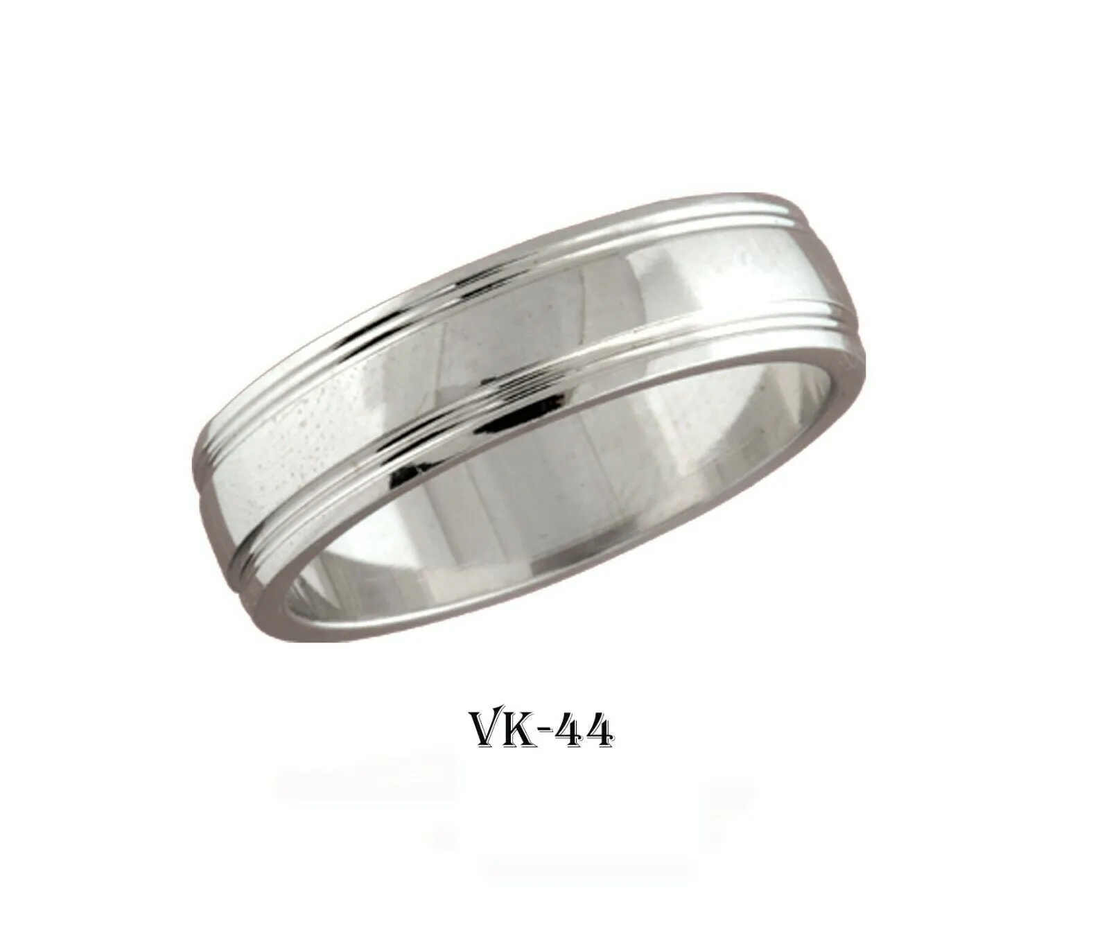 18k Solid Gold Elegant Ladies Modern Matte Finished Flat Band 6MM Ring VK44v