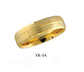 18k Solid Gold Elegant Ladies Modern Sand Finish Flat Band 6MM Ring VK54v