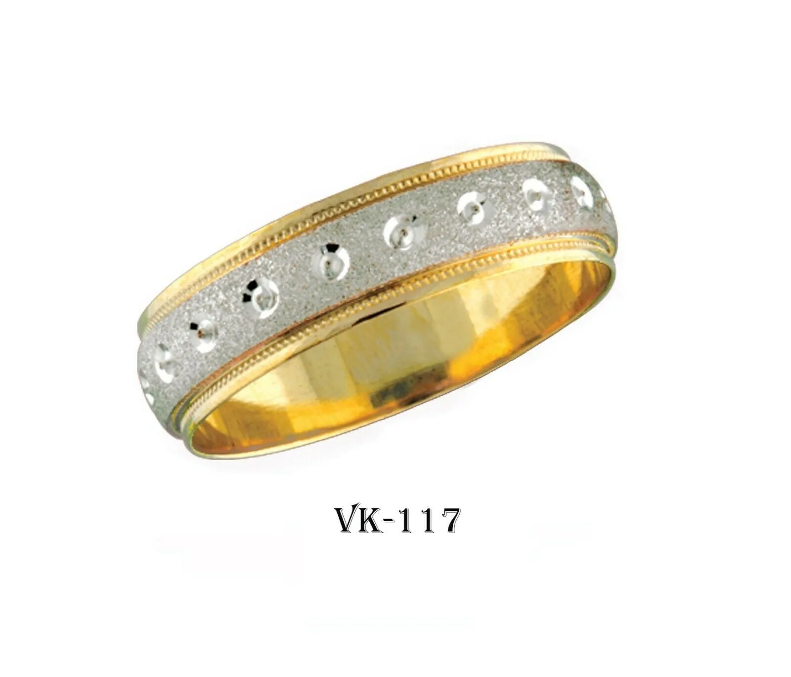 18k Solid Gold Elegant Ladies Modern Sandstone Finish Flat Band 6MM Ring VK117v