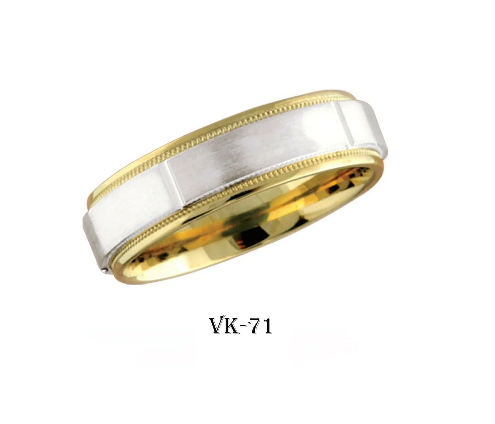 18k Solid Gold Elegant Ladies Modern Shiny Finish Flat Band 6MM Ring Vk71v