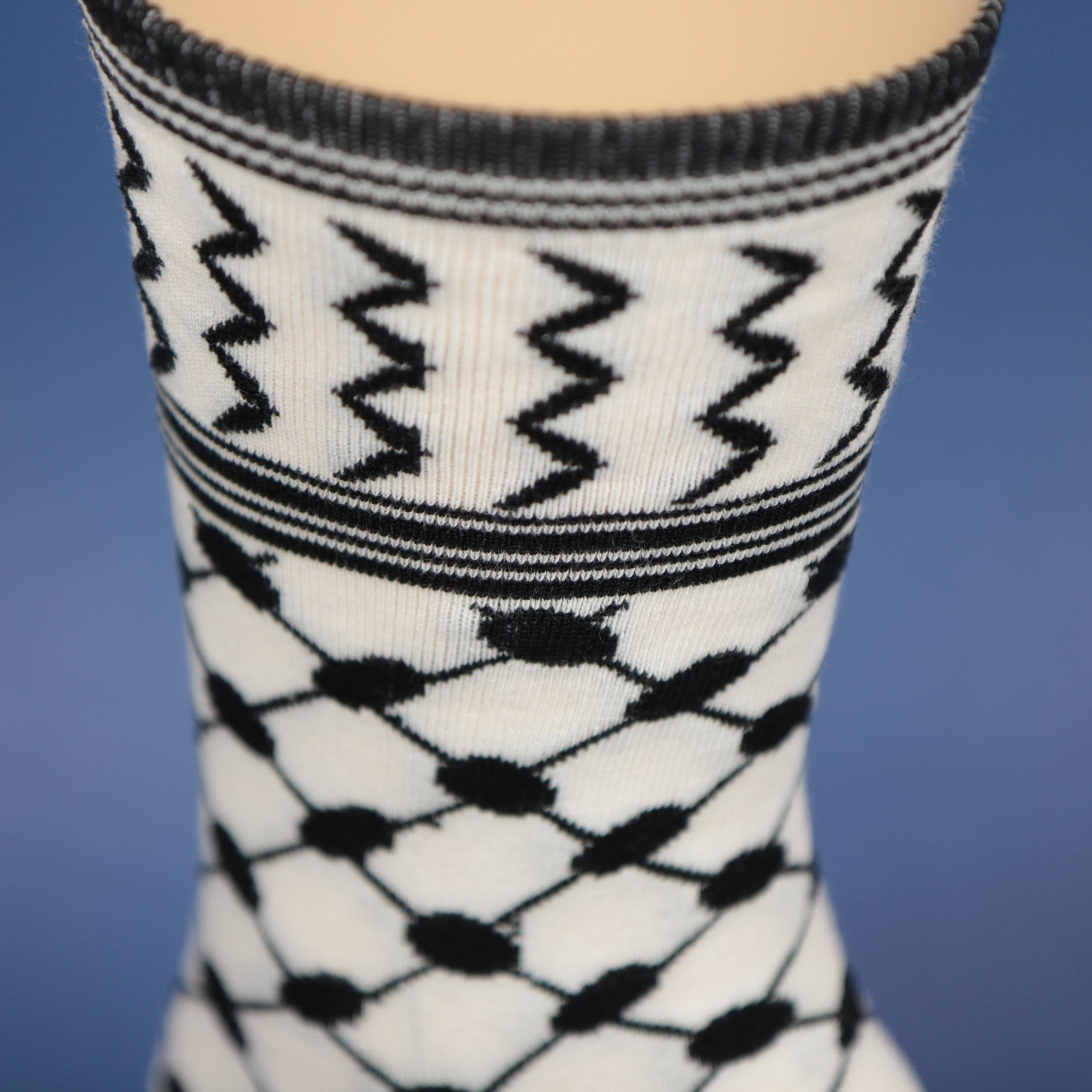 Arabic Habibi Saudi Arabian Print Shin High Socks | Black And White Socks