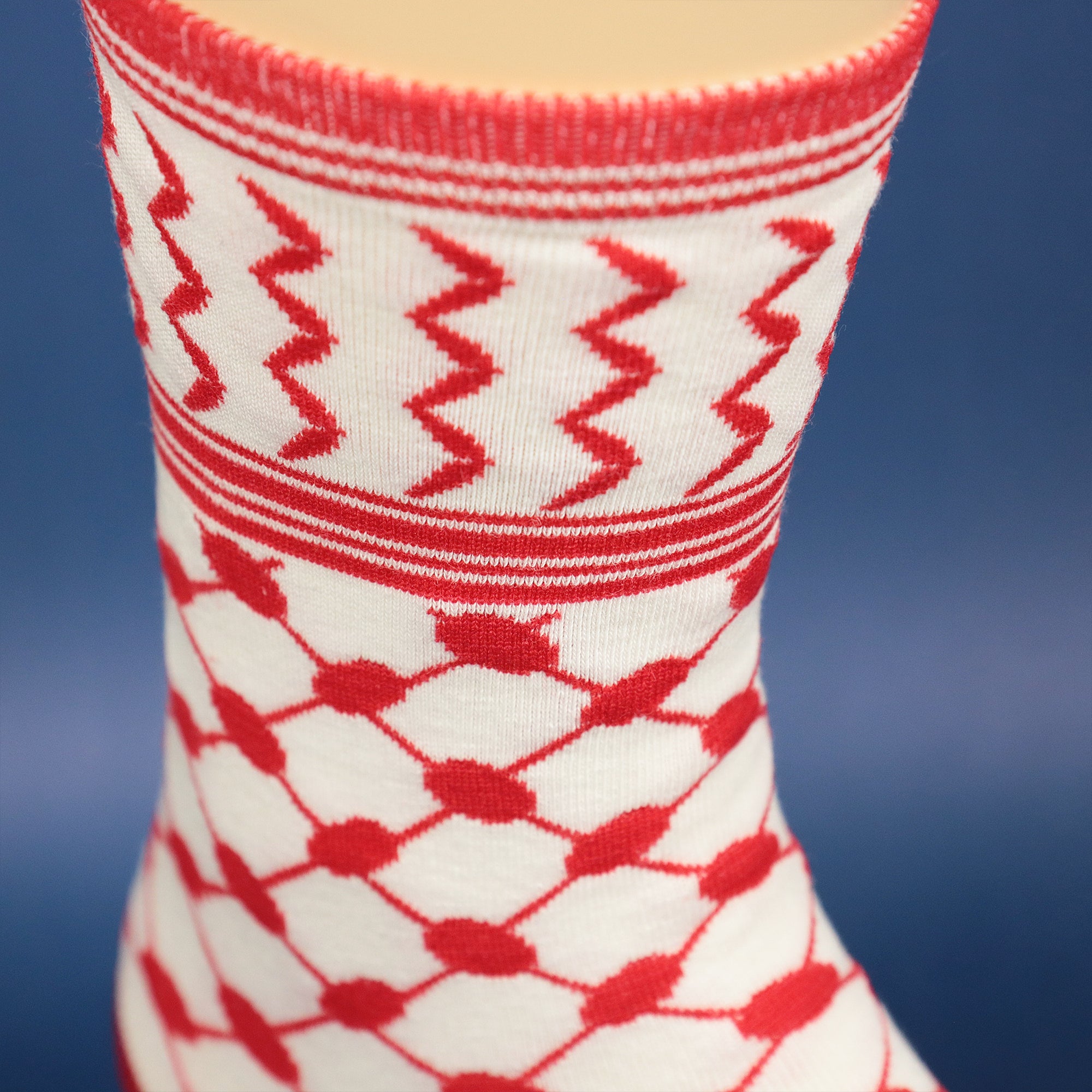 Arabic Habibi Saudi Arabian Print Shin High Socks | Red And White Socks