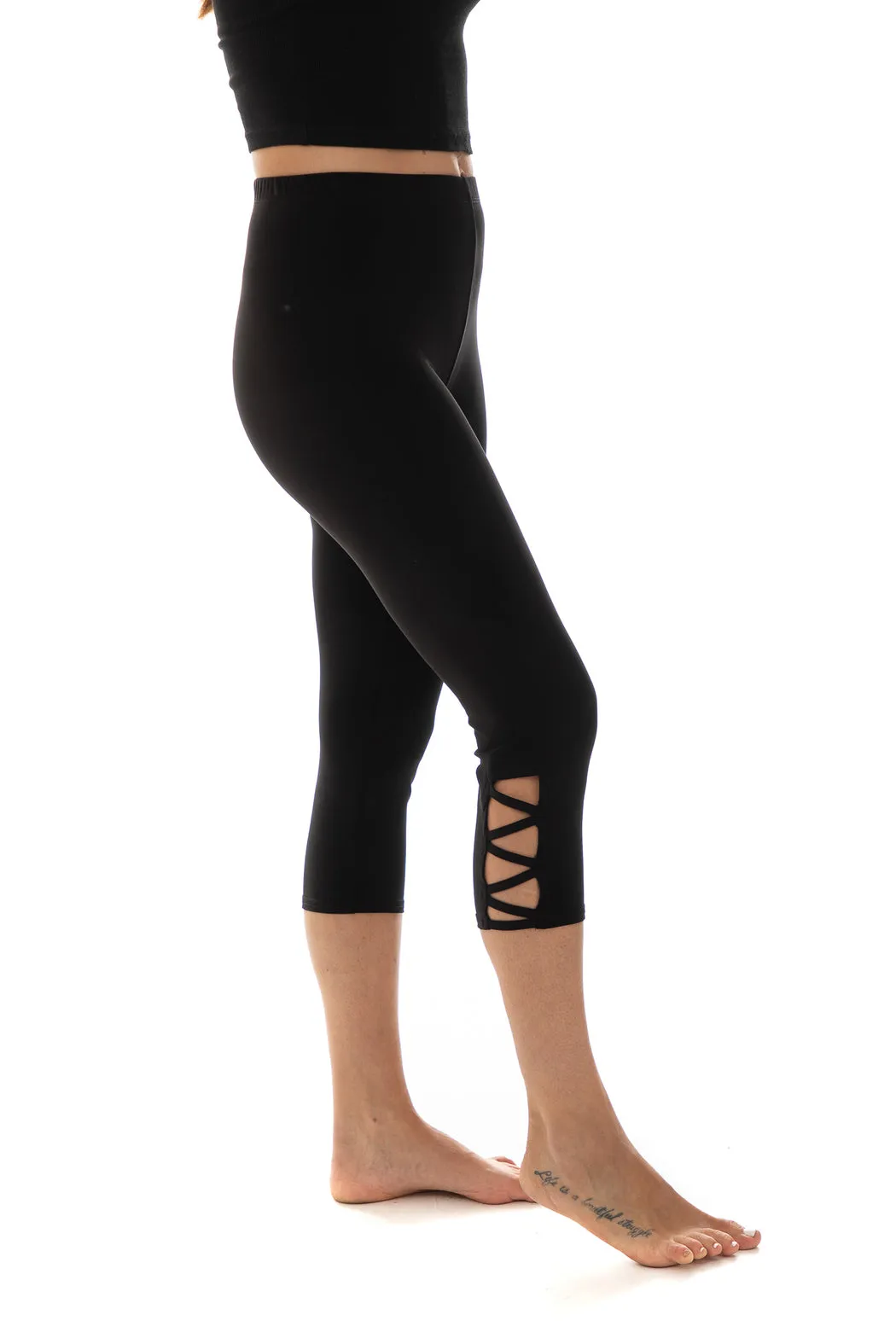 Black Lattice Cutout Leggings