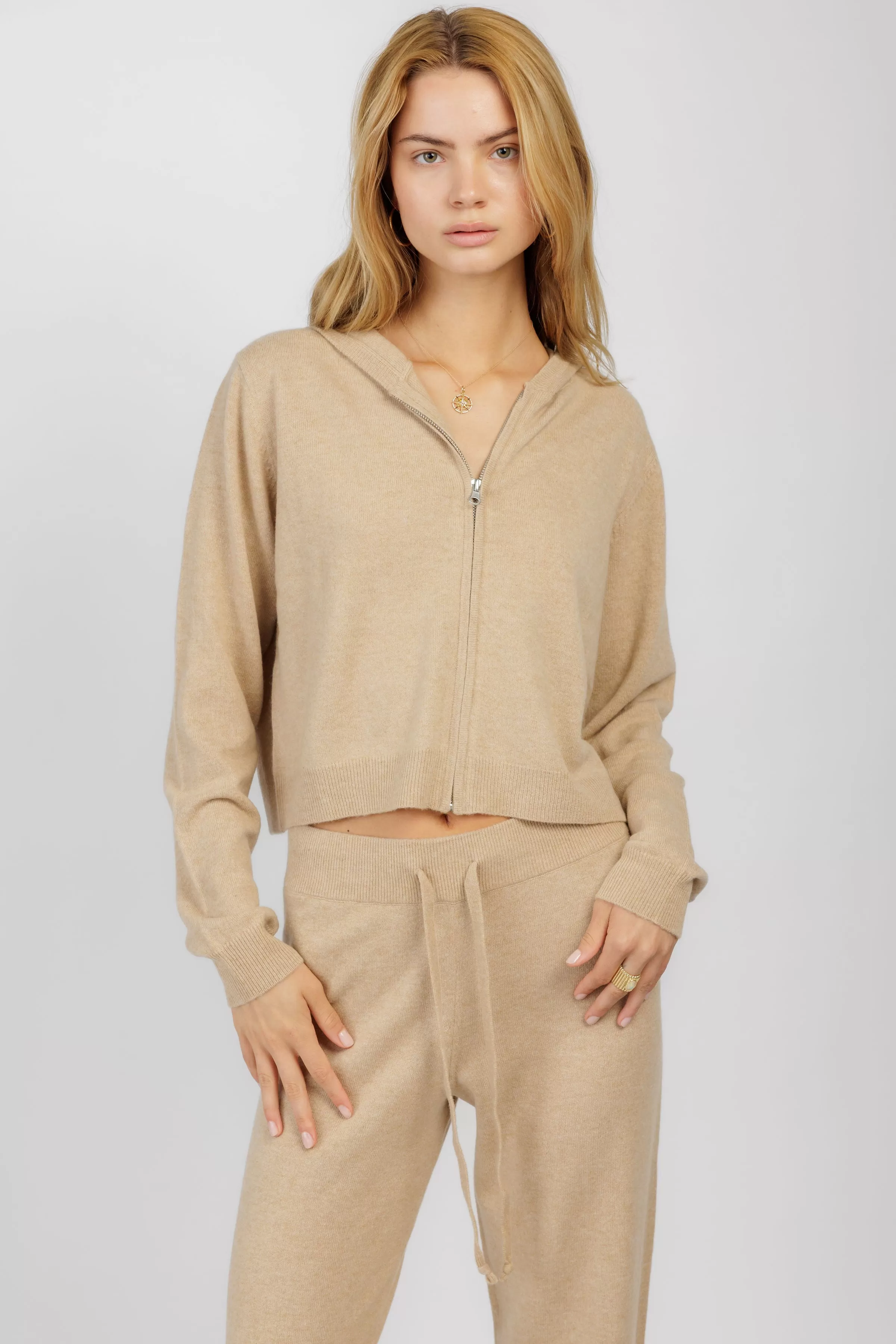 Candace Cashmere Hoodie in Sandhill