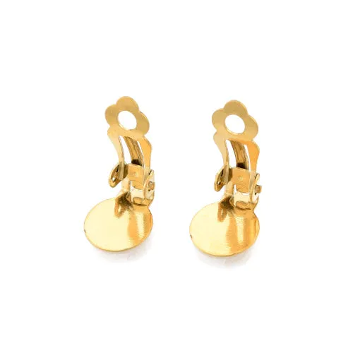 Clip-On Earring Findings, 304 Stainless Steel, With Round Flat Pad, Golden, Fits 10mm