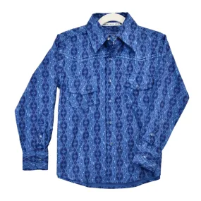 Cowboy Hardware Kid's Blue Tonal Aztec Shirt