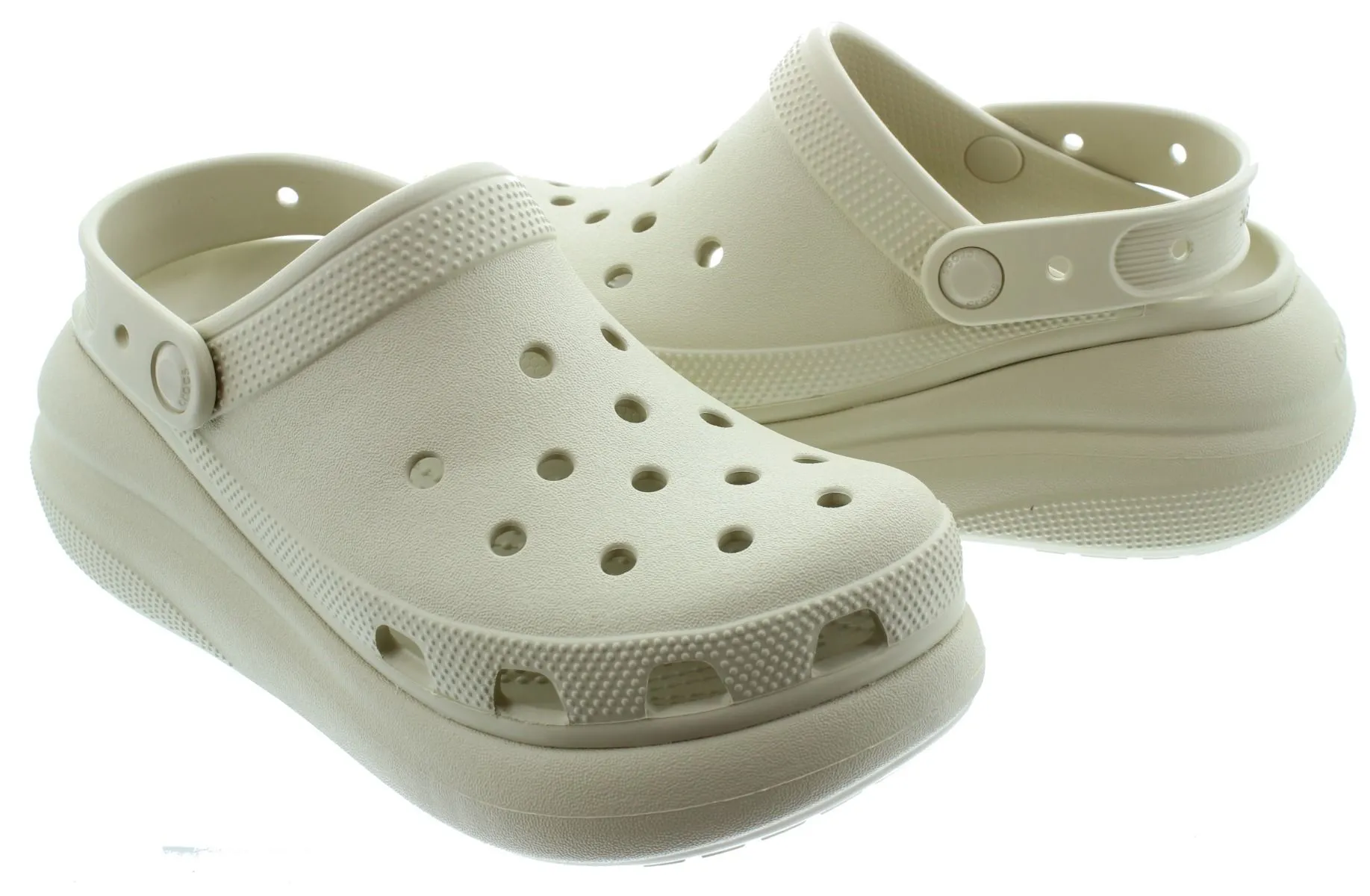 CROCS Ladies Classic Crush Clogs In Bone