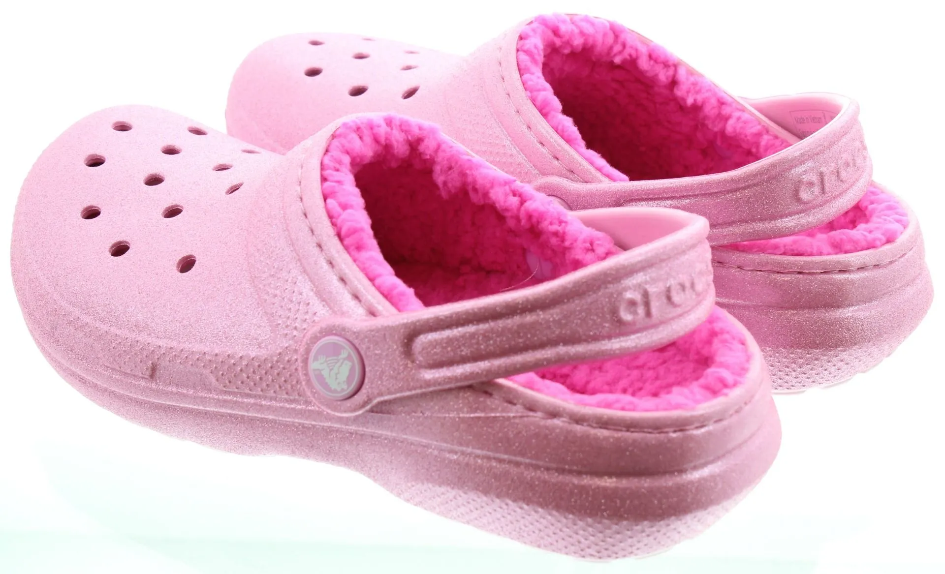 CROCS Youths Glitter Lined Clogs In Pink