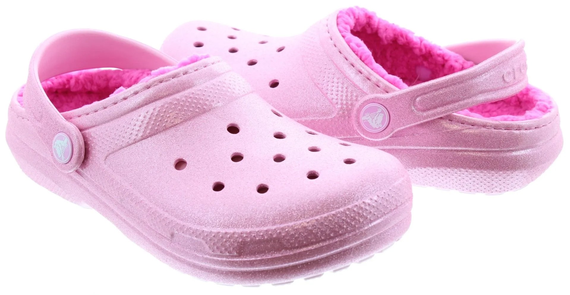 CROCS Youths Glitter Lined Clogs In Pink