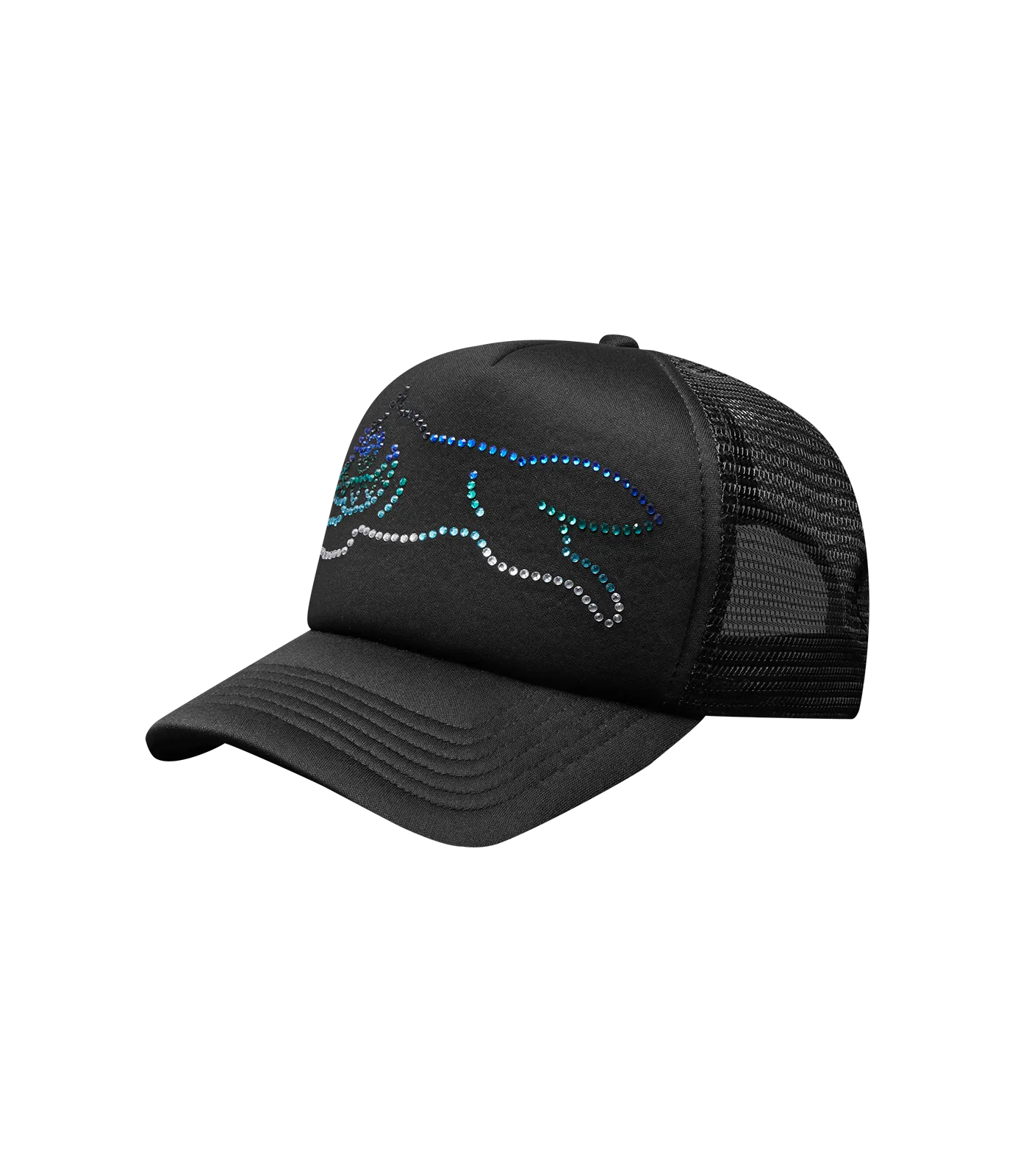 CRYSTAL RUNNING DOG TRUCKER CAP - BLACK