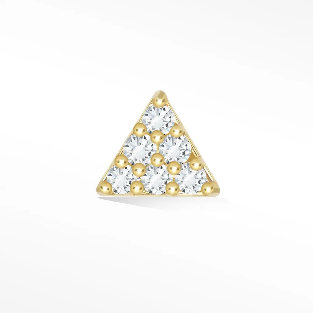 Diamond Flat Back Earring Pyramid  14k Yellow