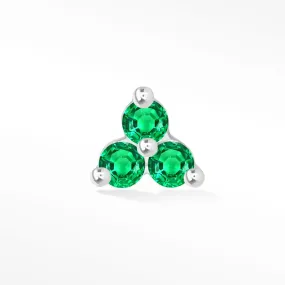 Emerald Flat Back Earring Trinity 14k White