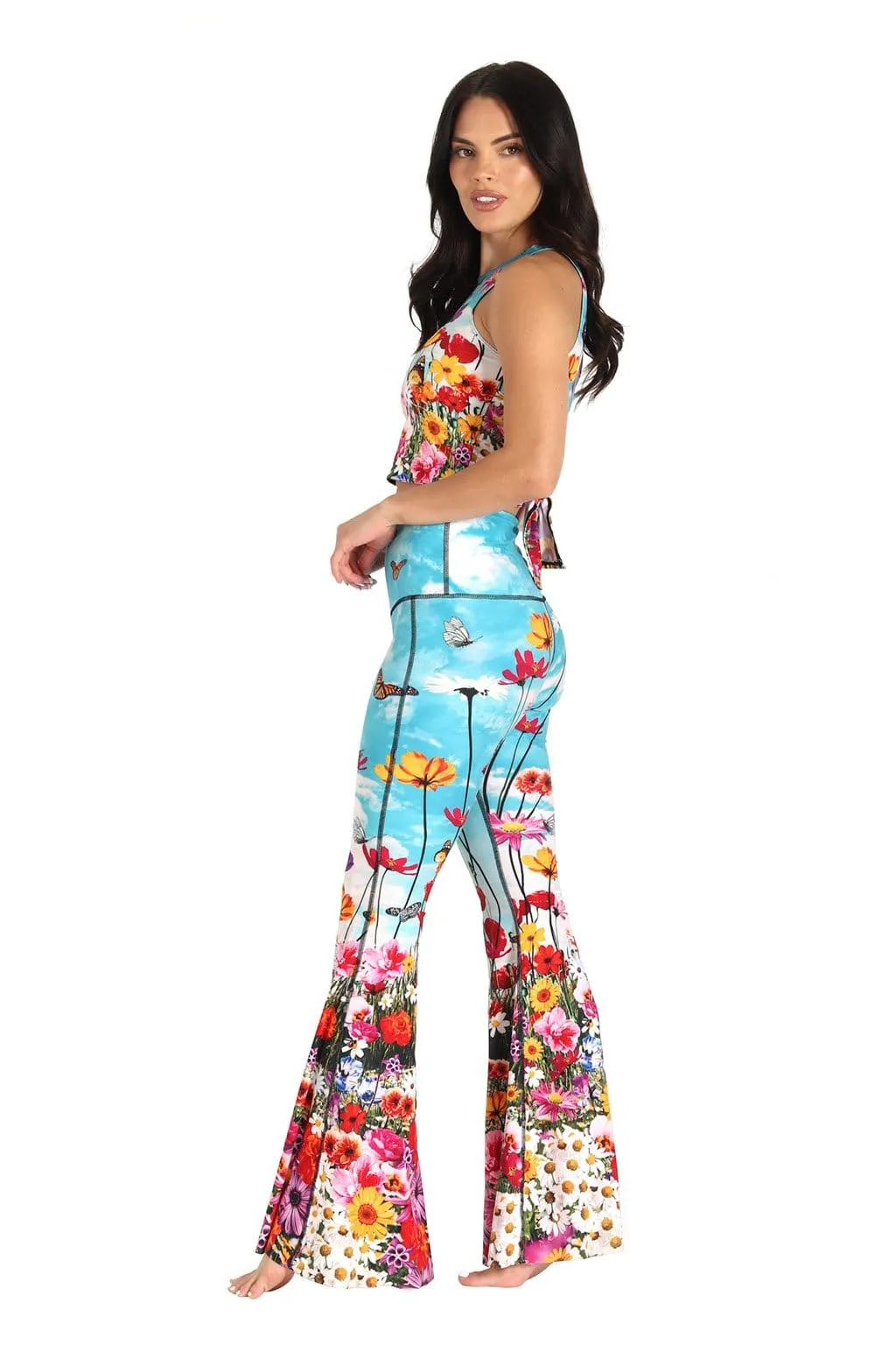 Flower Bomb Printed Bell Bottoms