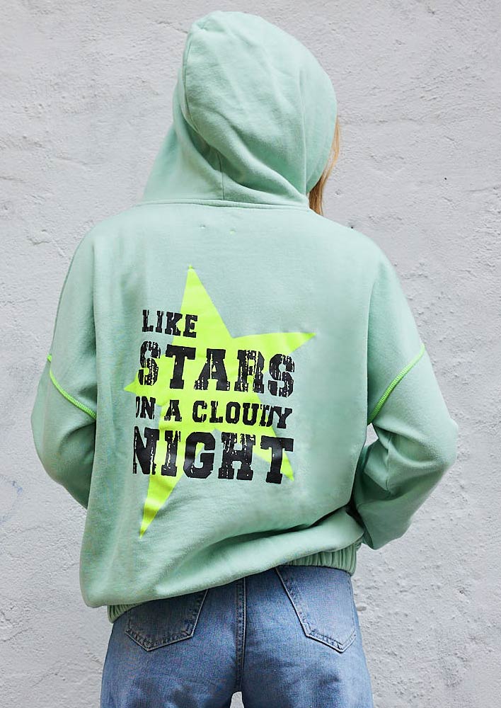 HOODIE VERDE MINT Y FLOR TO THE MOON