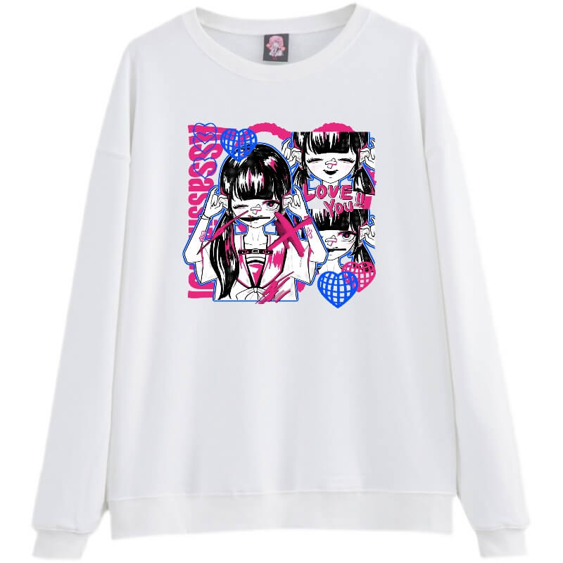 japanese dark Assassin cartoon print pullover hoodie BY900037