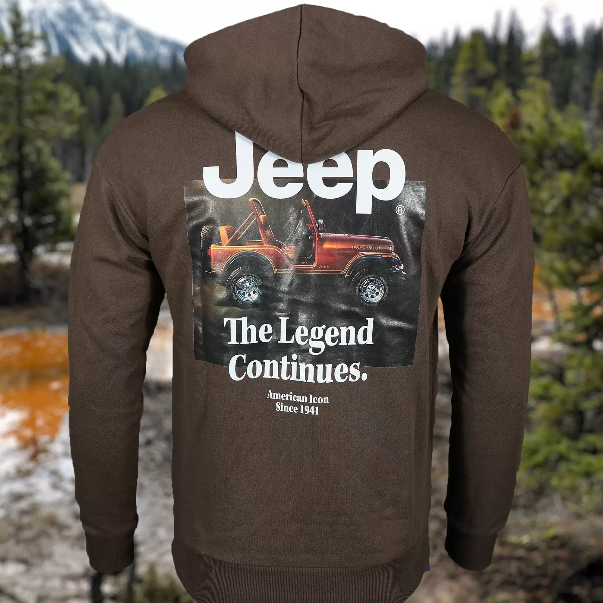 Jeep Laredo Seal Brown Vintage Graphic Hoodie | Jack & Jones Jeep Pullover Hoodie