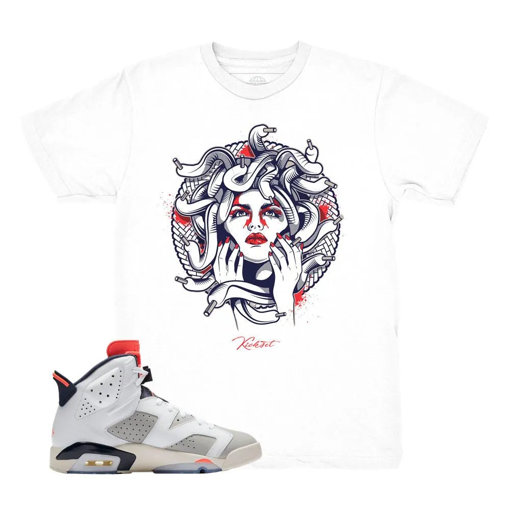 Jordan 6 Tinker Medusa White Shirt