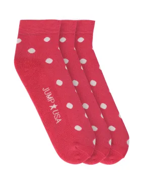 JUMP USA Women's Cotton Ankle Length Socks (Pink,White, Free Size) Pack of 3