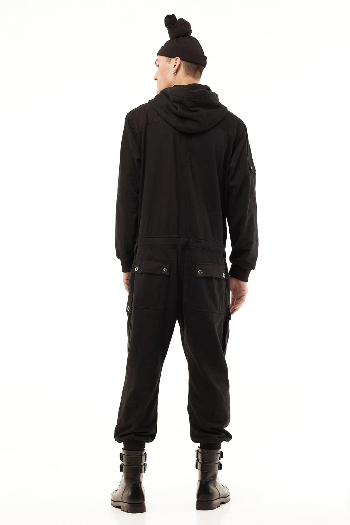 JUMPSUIT HOODIE IN BLACK