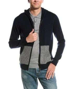 Kier + J Colorblocked Full Zip Wool & Cashmere-Blend Hoodie