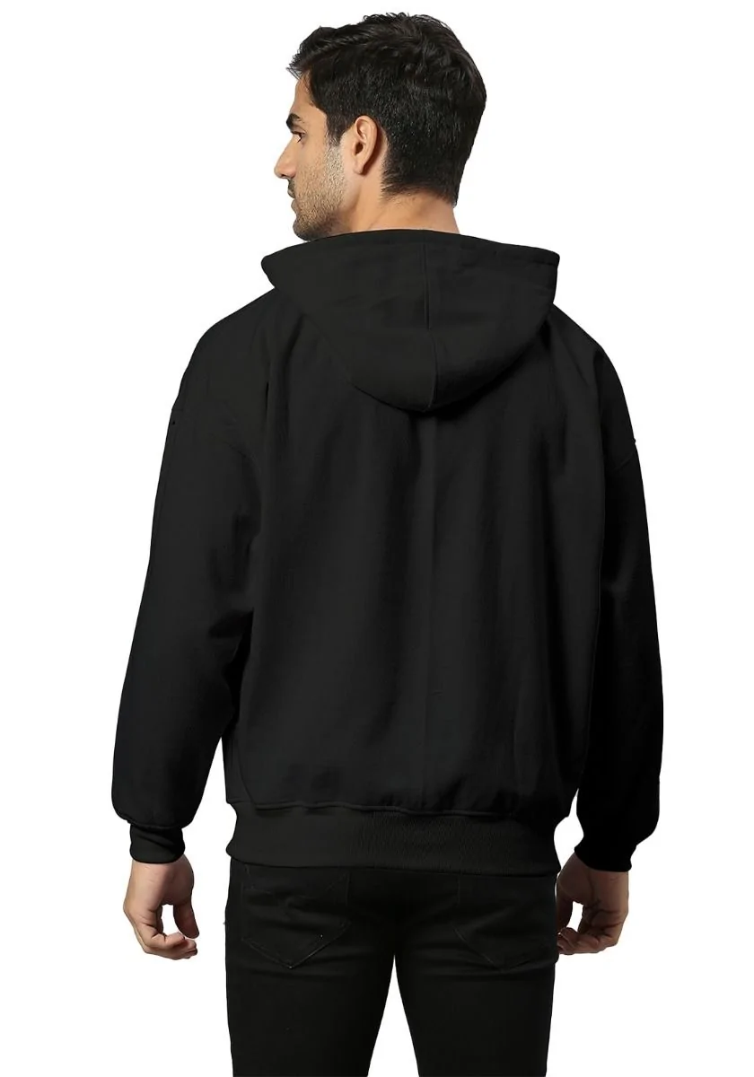 Lite Men Oversized Zipper Hoodie - Black