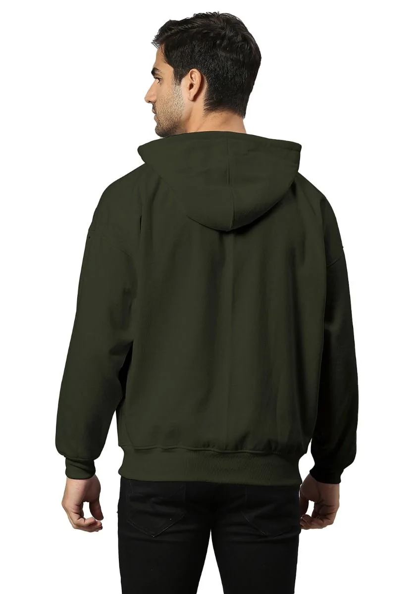 Lite Men Oversized Zipper Hoodie - Olive