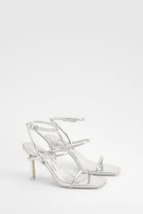 Metallic Padded Strappy High Heels