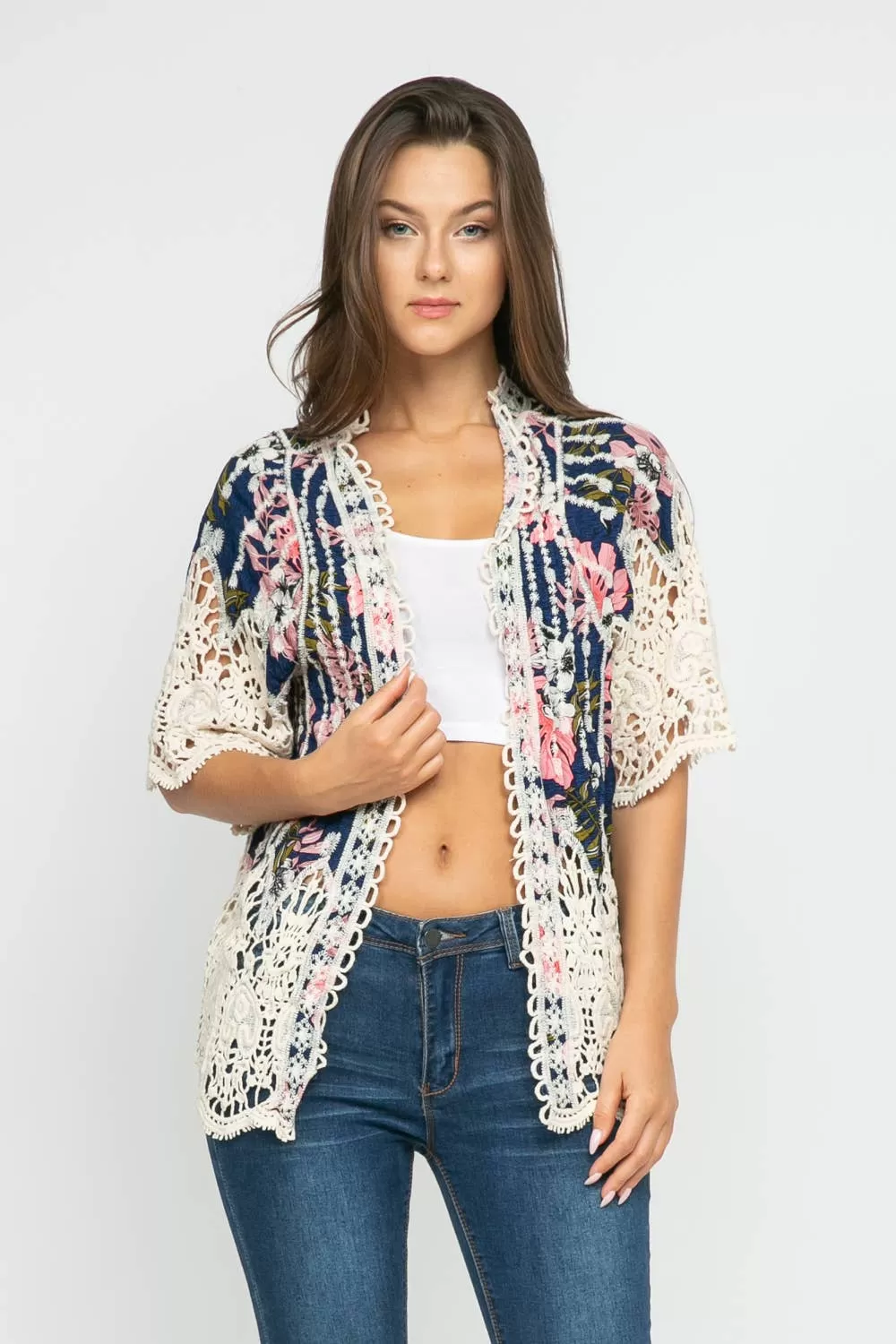 Nicole Crochet Embroidered Kimono