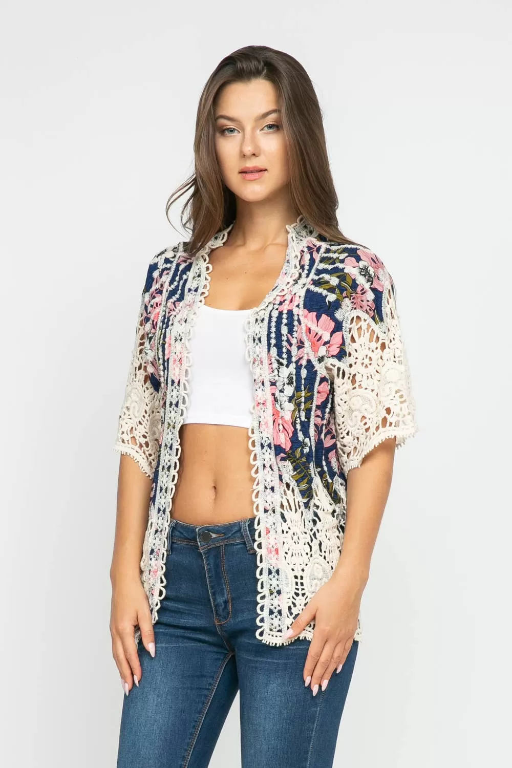 Nicole Crochet Embroidered Kimono