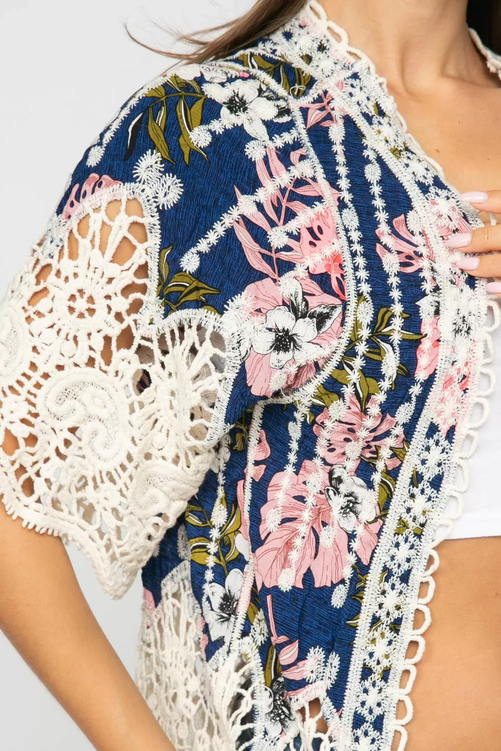 Nicole Crochet Embroidered Kimono