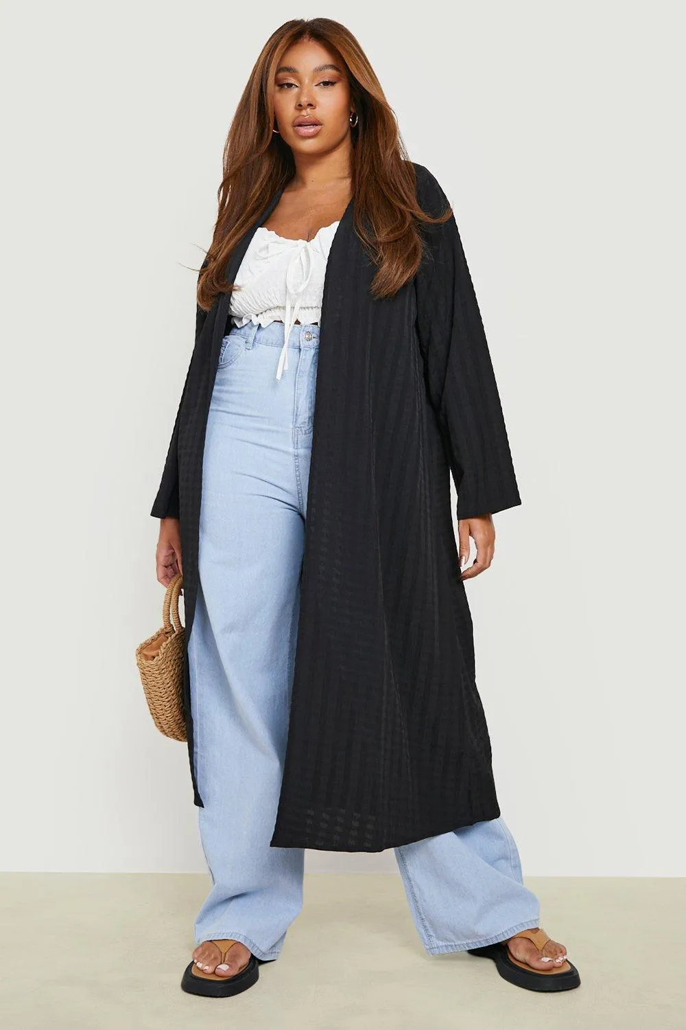 Plus Textured Woven Kimono