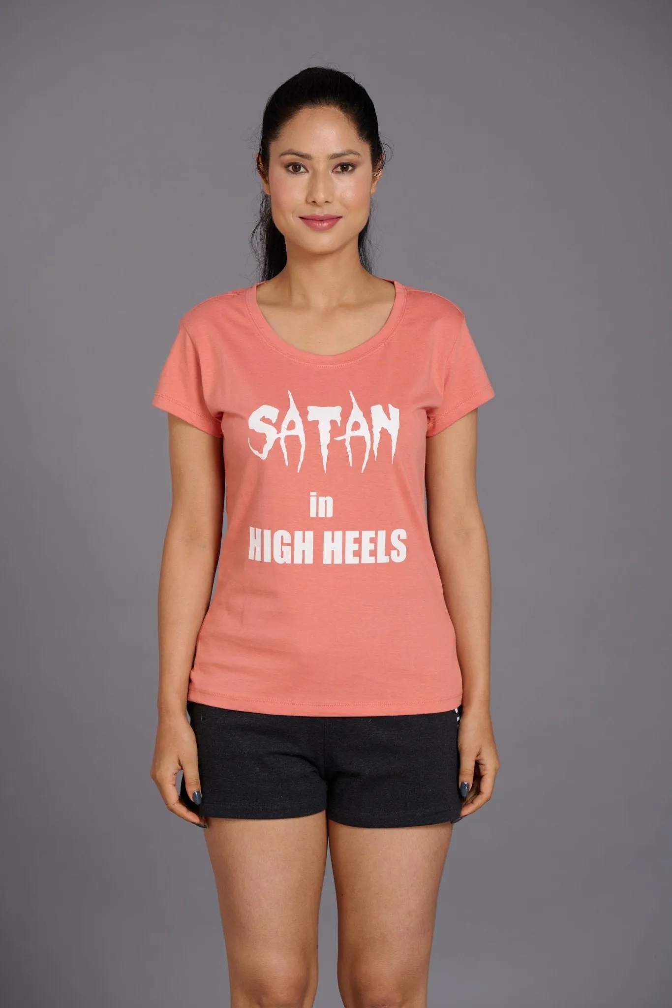 Satan in High Heels Printed Oversized T-Shirt for Women