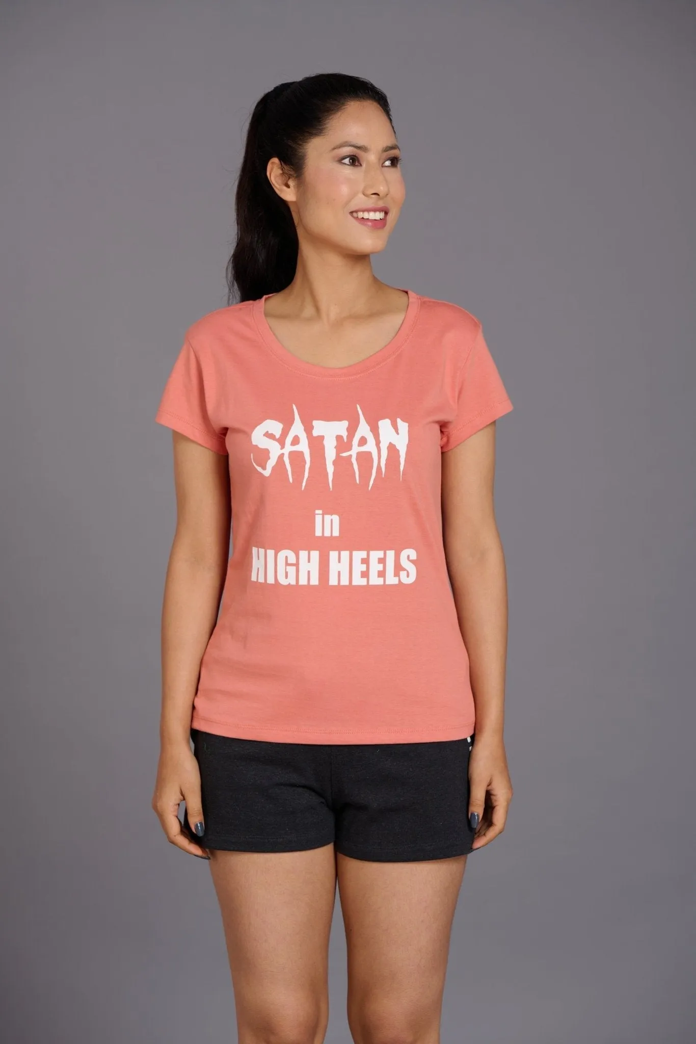 Satan in High Heels Printed Oversized T-Shirt for Women