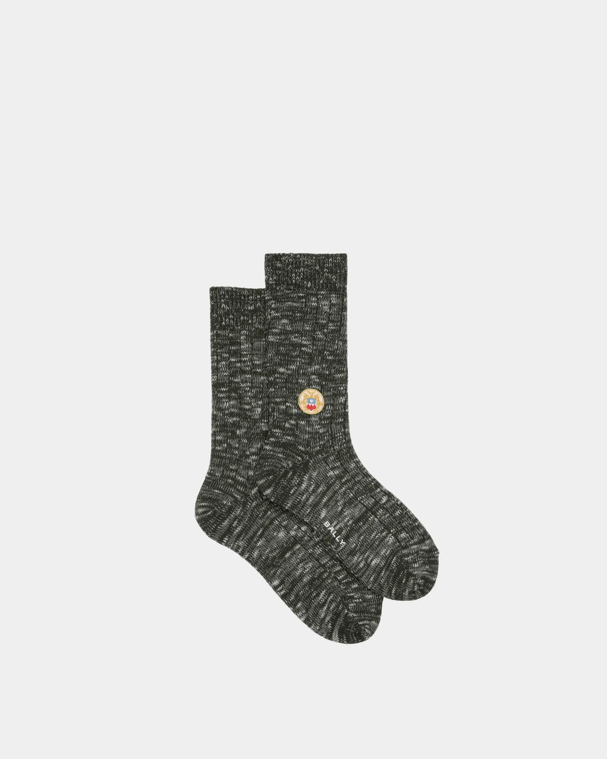 Socks With a Bally Crest Logo in Bottle Green Wool 