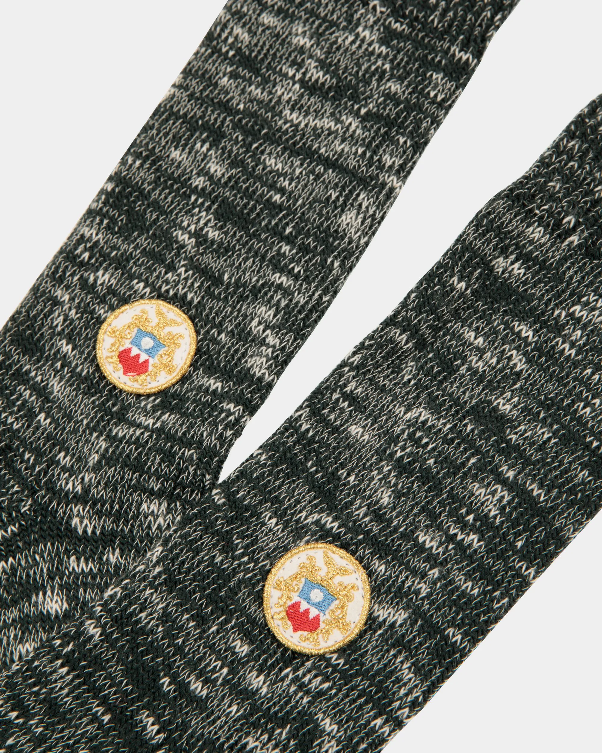 Socks With a Bally Crest Logo in Bottle Green Wool 