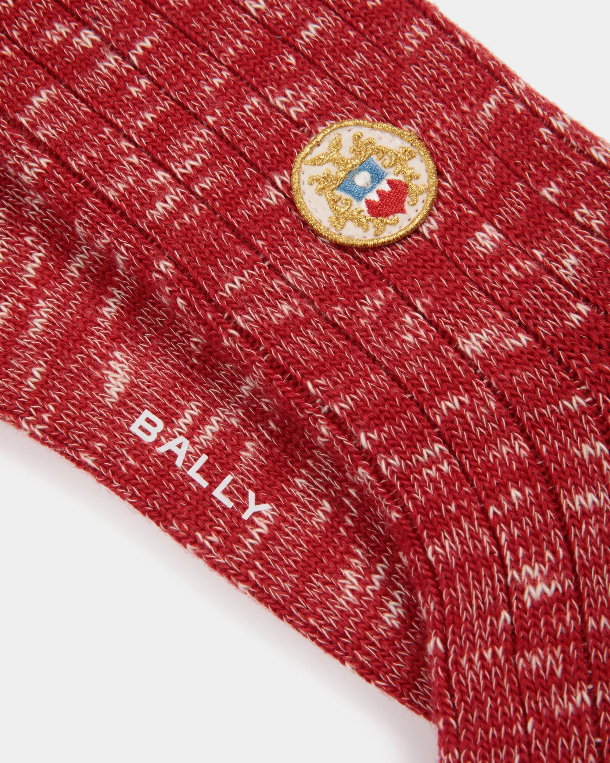 Socks With a Bally Crest Logo in Candy Red Wool 