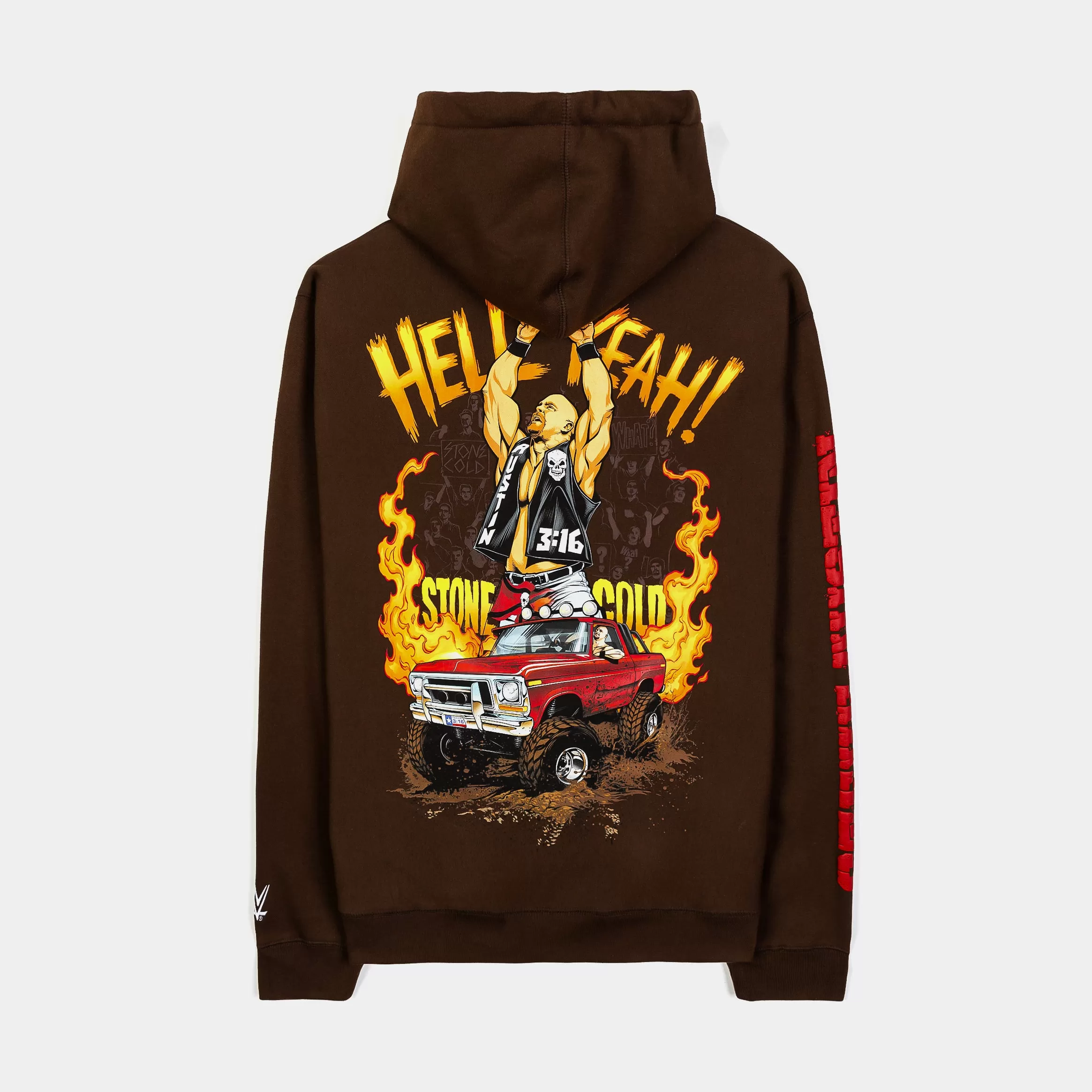 SP x WWE Yeah Pullover Mens Hoodie (Brown/Orange)