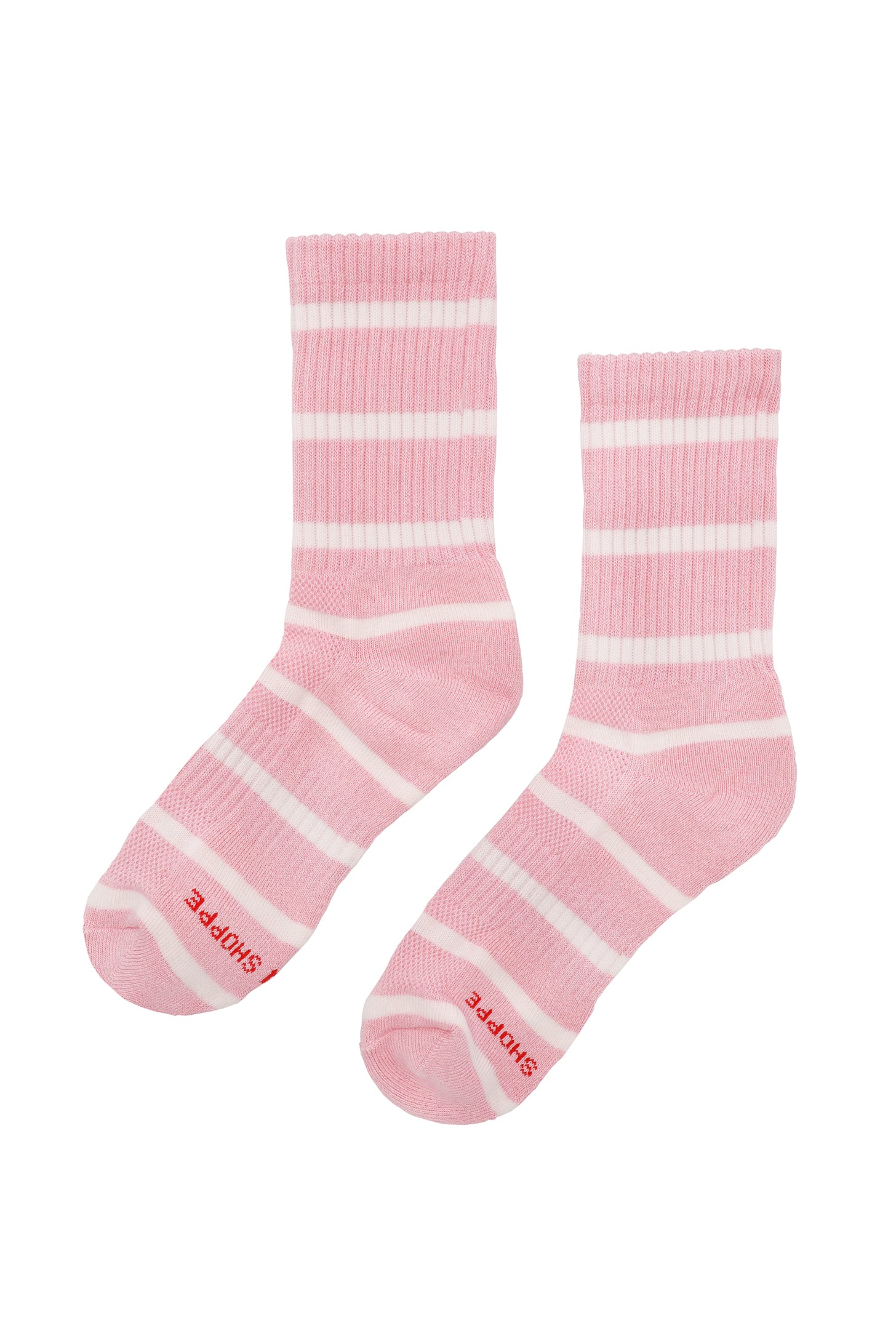 Striped Boyfriend Socks in Pink White Stripe