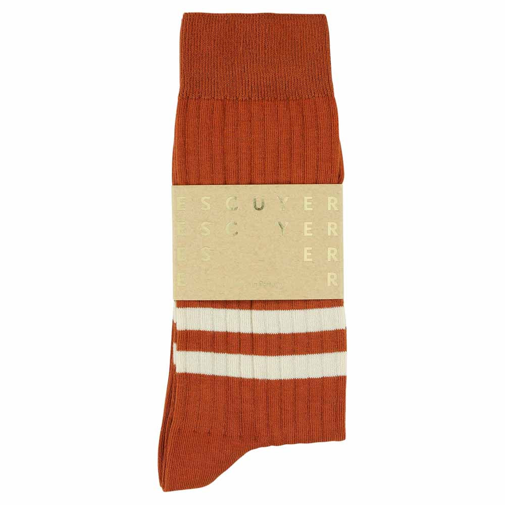 Stripes socks - Brick / Ecru