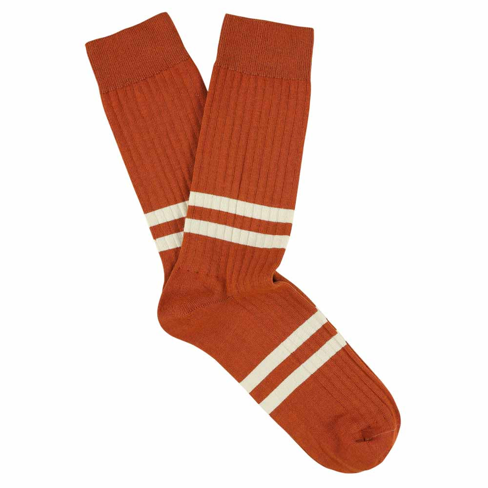 Stripes socks - Brick / Ecru