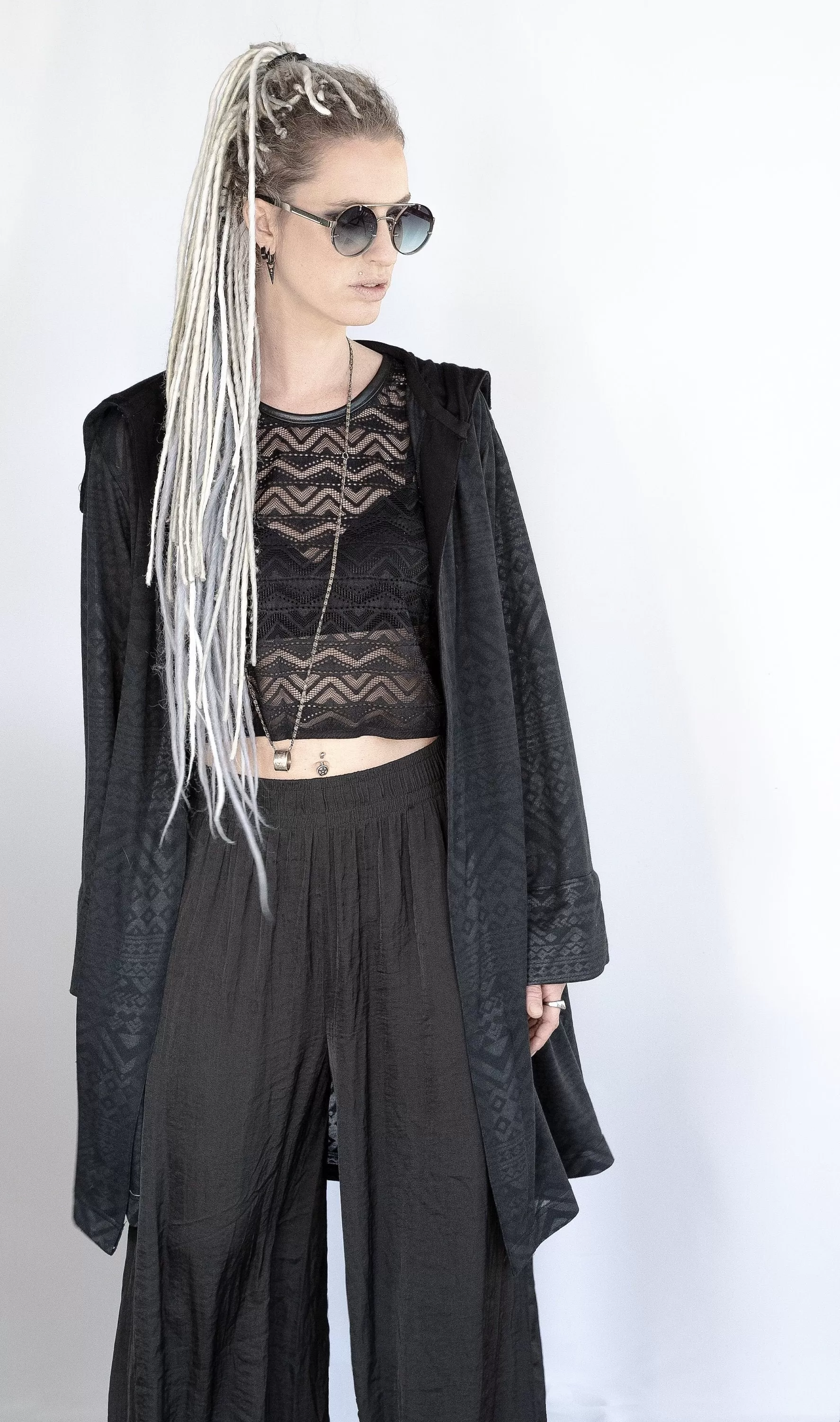 Tribal Sheer Black kimono cardigan