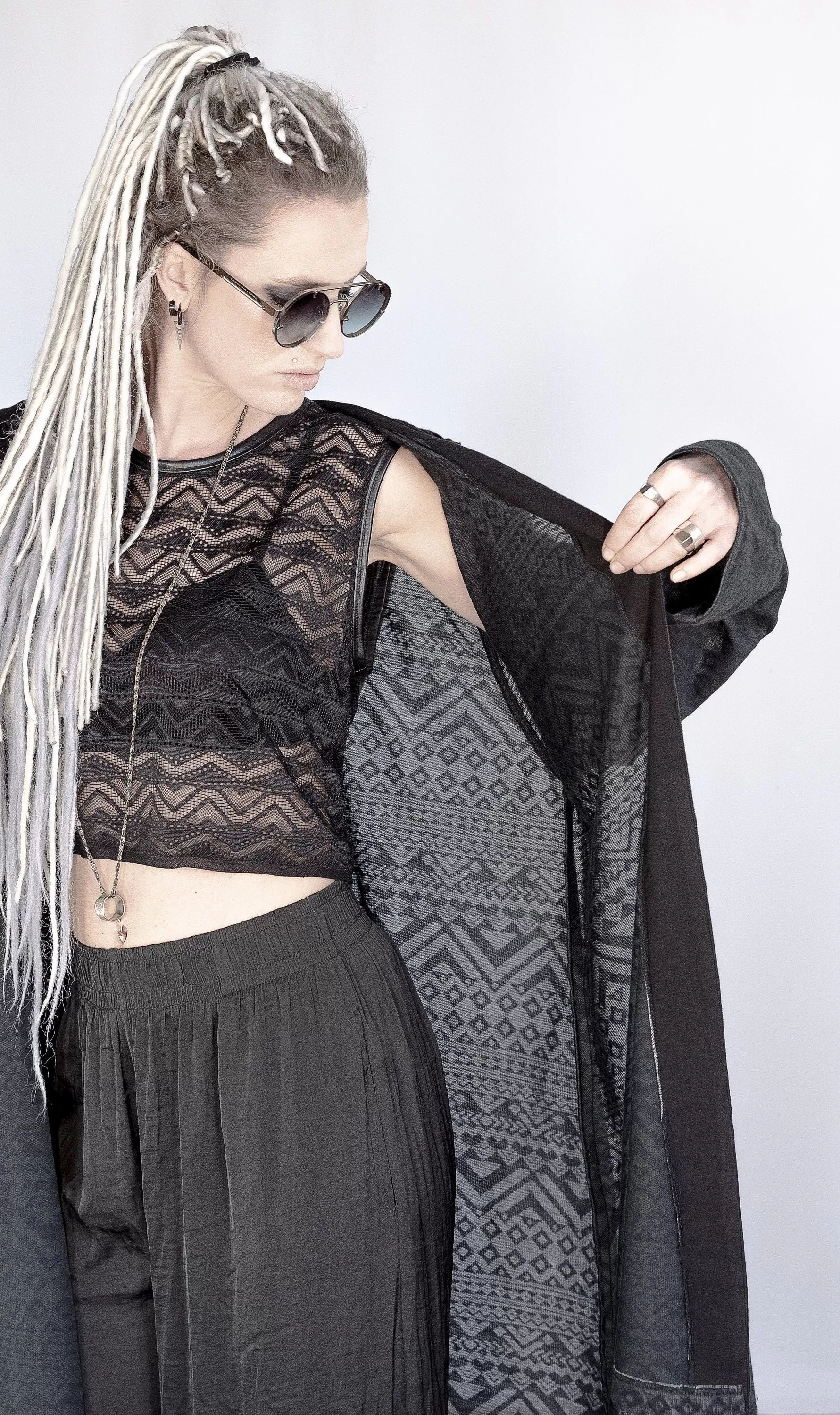 Tribal Sheer Black kimono cardigan