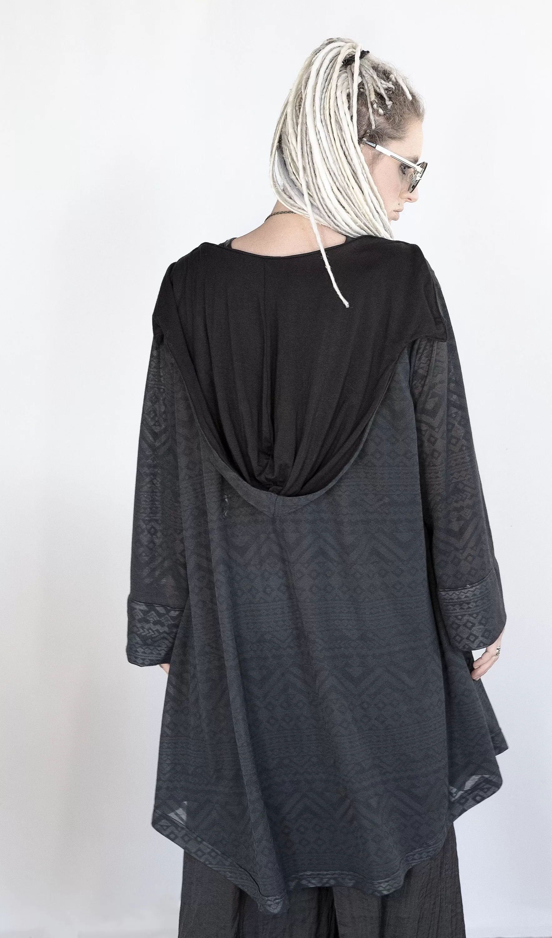 Tribal Sheer Black kimono cardigan