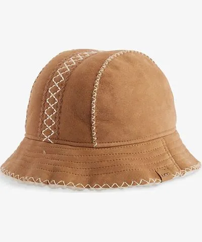 Ugg Womens Chestnut Atherson embroidered suede bucket hat