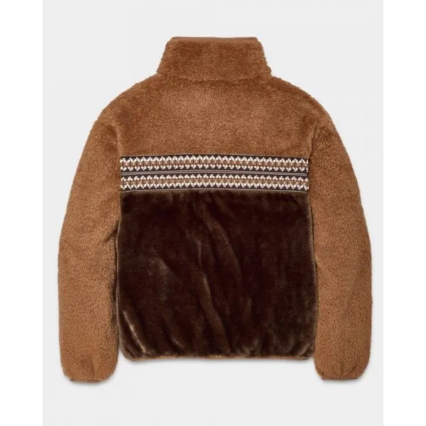 UGG Womens Marlene UGGfluff Sherpa Jacket in Chestnut Heritage Braid