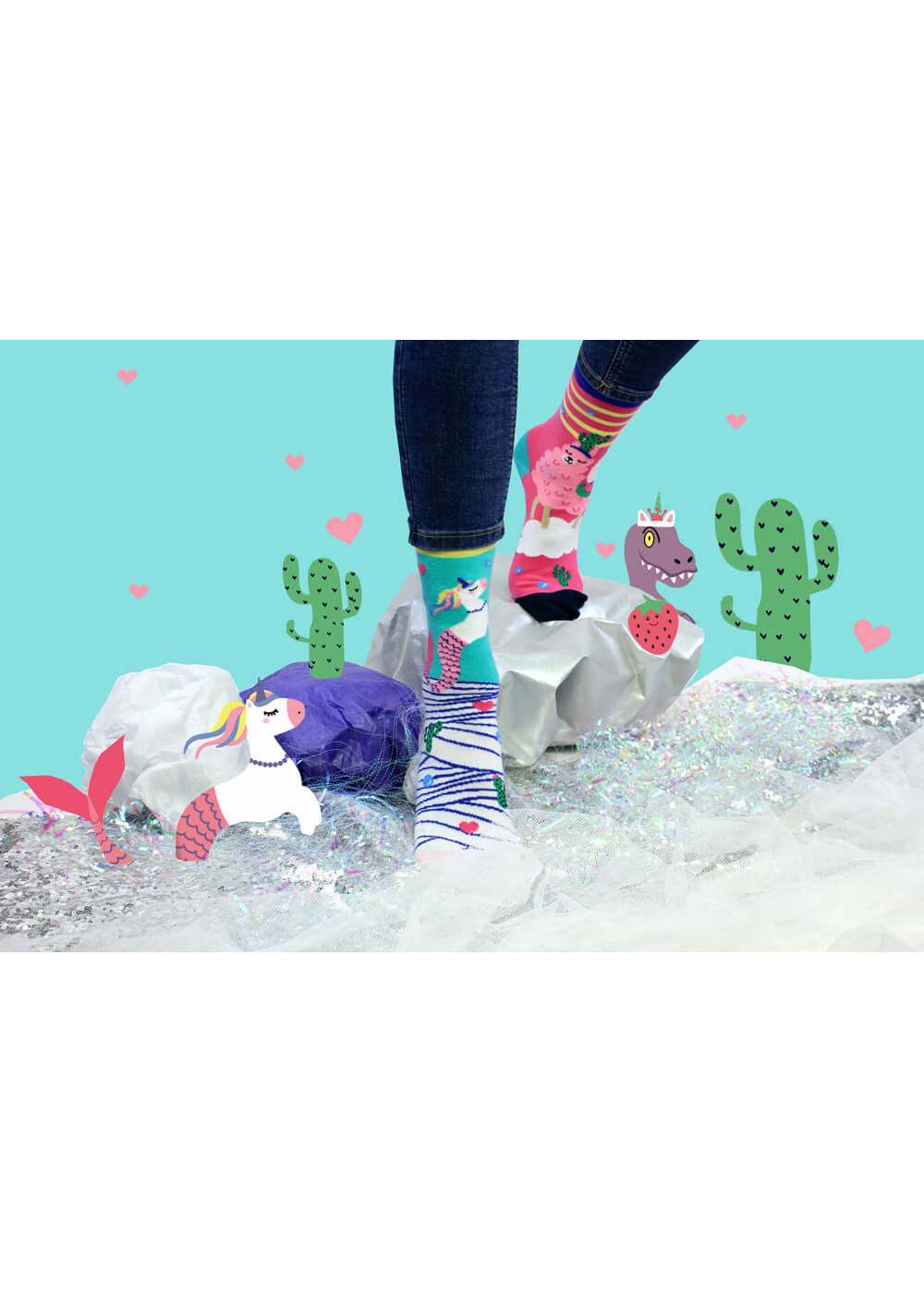 United Odd Socks 6 Women's Socks Unicorn vs. Llama