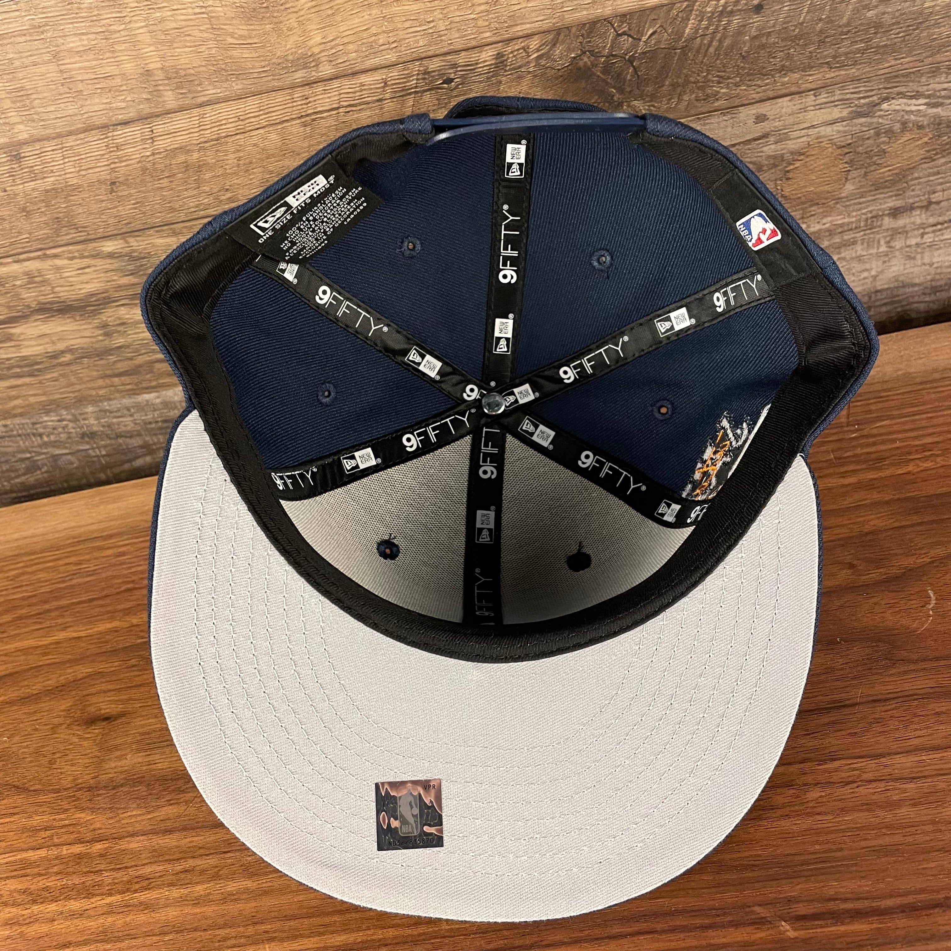 Utah Jazz NBA 75th Anniversary Side Patch Gray Bottom Navy 9Fifty Snapback Hat | Back Half