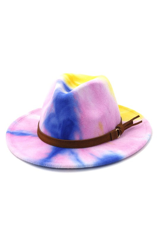 Women Warm Retro Tie-Dye Belt Panama Hat